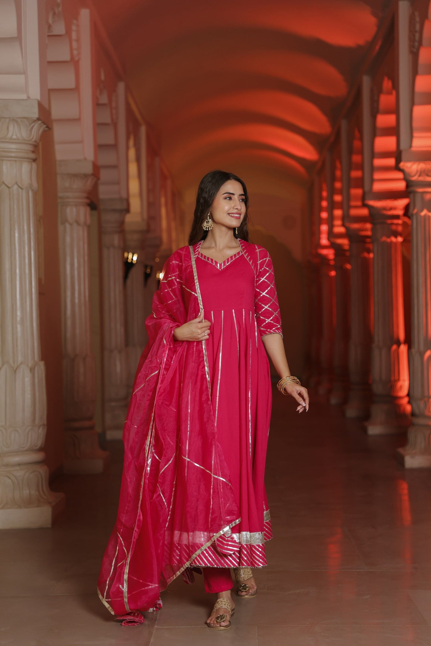 Fuchsia Pink Gota Suit Set